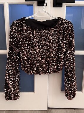 Long sleeve sparkling crop top